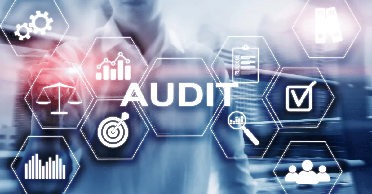 An image showing different icons related to SEO audits with the word audit centered